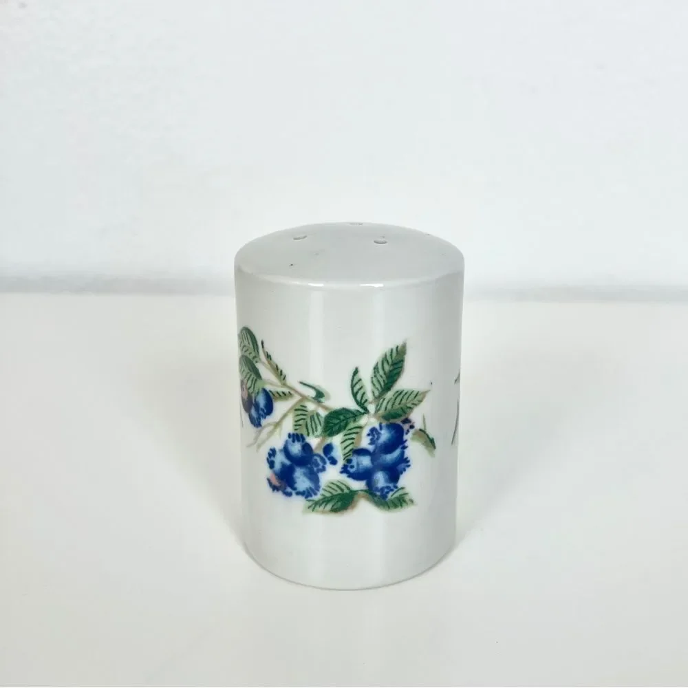 Vintage Otagiri Japan White and Blue Ceramic Blueberry Shaker